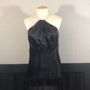 Nygard Black Silk w/ Pearls Halter Top  size 10